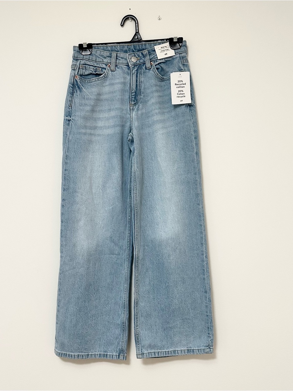 NEW H&M Light Blue Wide-Leg High-Rise Jeans High Waist Girls size 12 Teen Tween